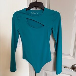Abercrombie & Fitch Teal Long Sleeve Cutout Bodysuit
